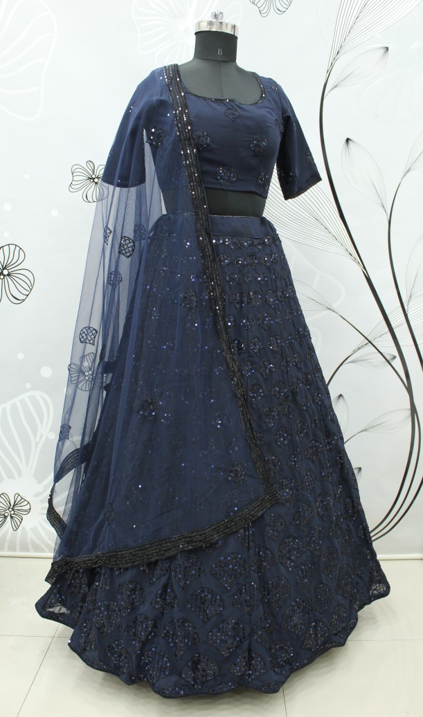 Navy blue designer blue lehenga choli with heavy sequence work